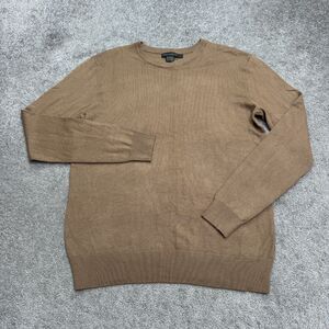 French Connection Pullover Sweater Mens Large Tan Brown Crew Neck Stretch Knit